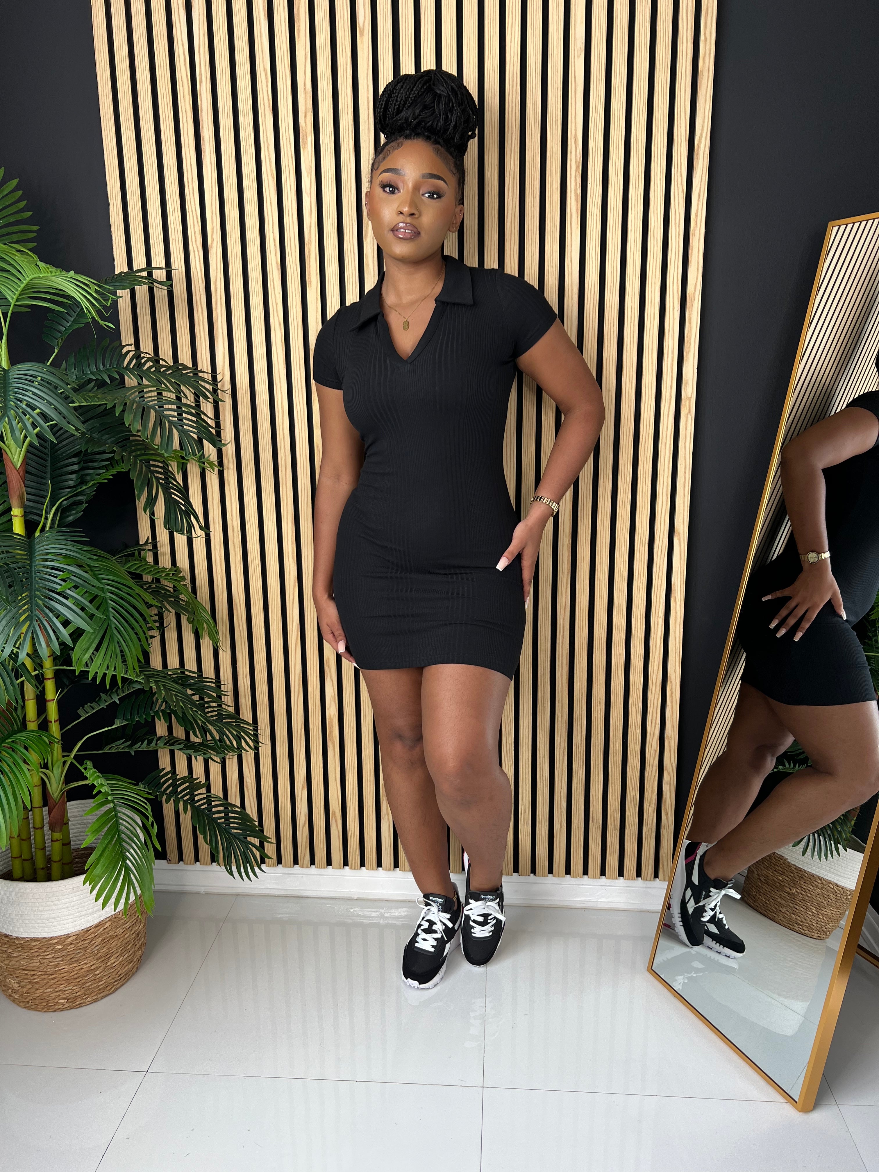 Everyday Ribbed Dress (Black)