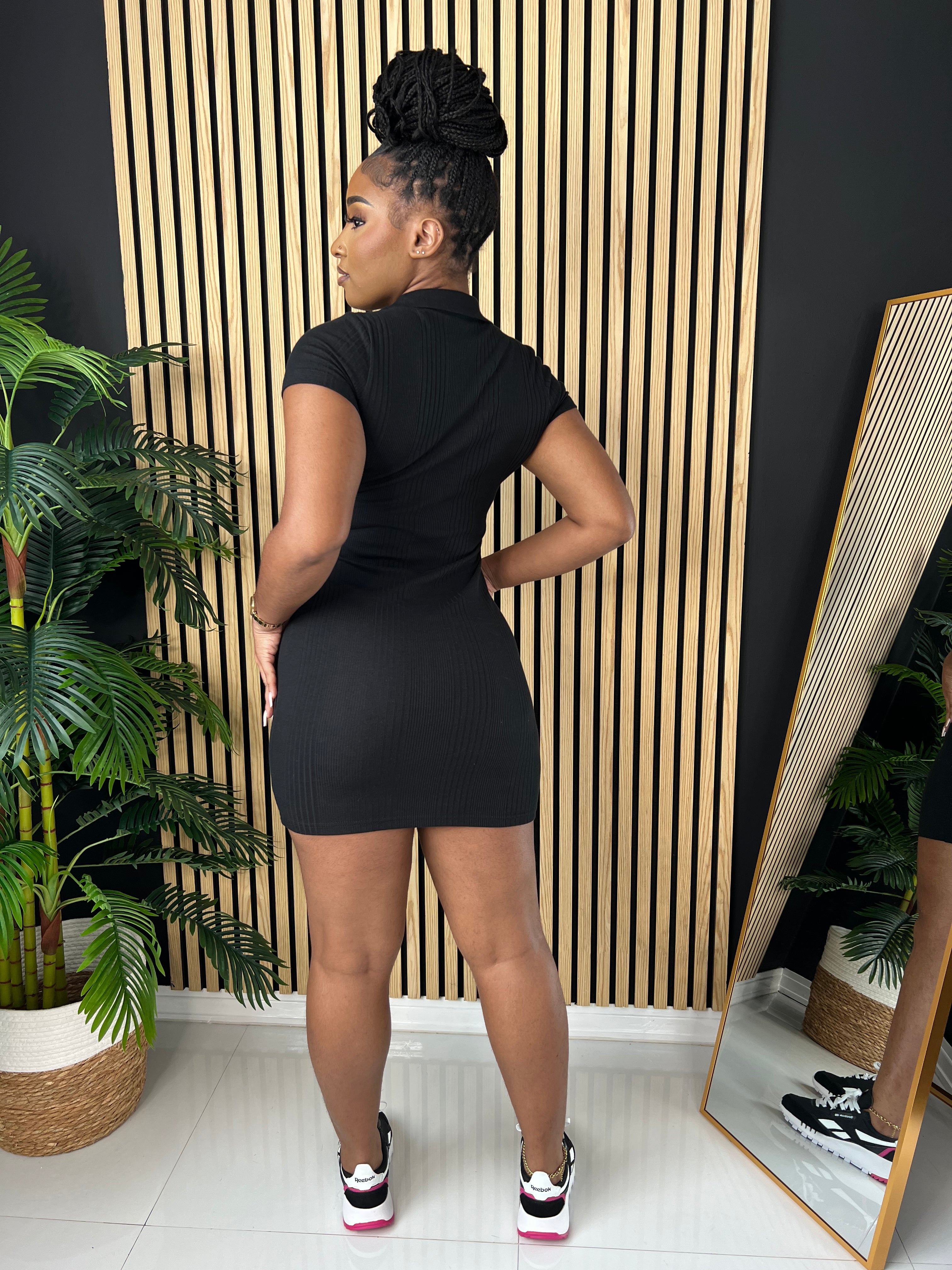 Everyday Ribbed Dress (Black)