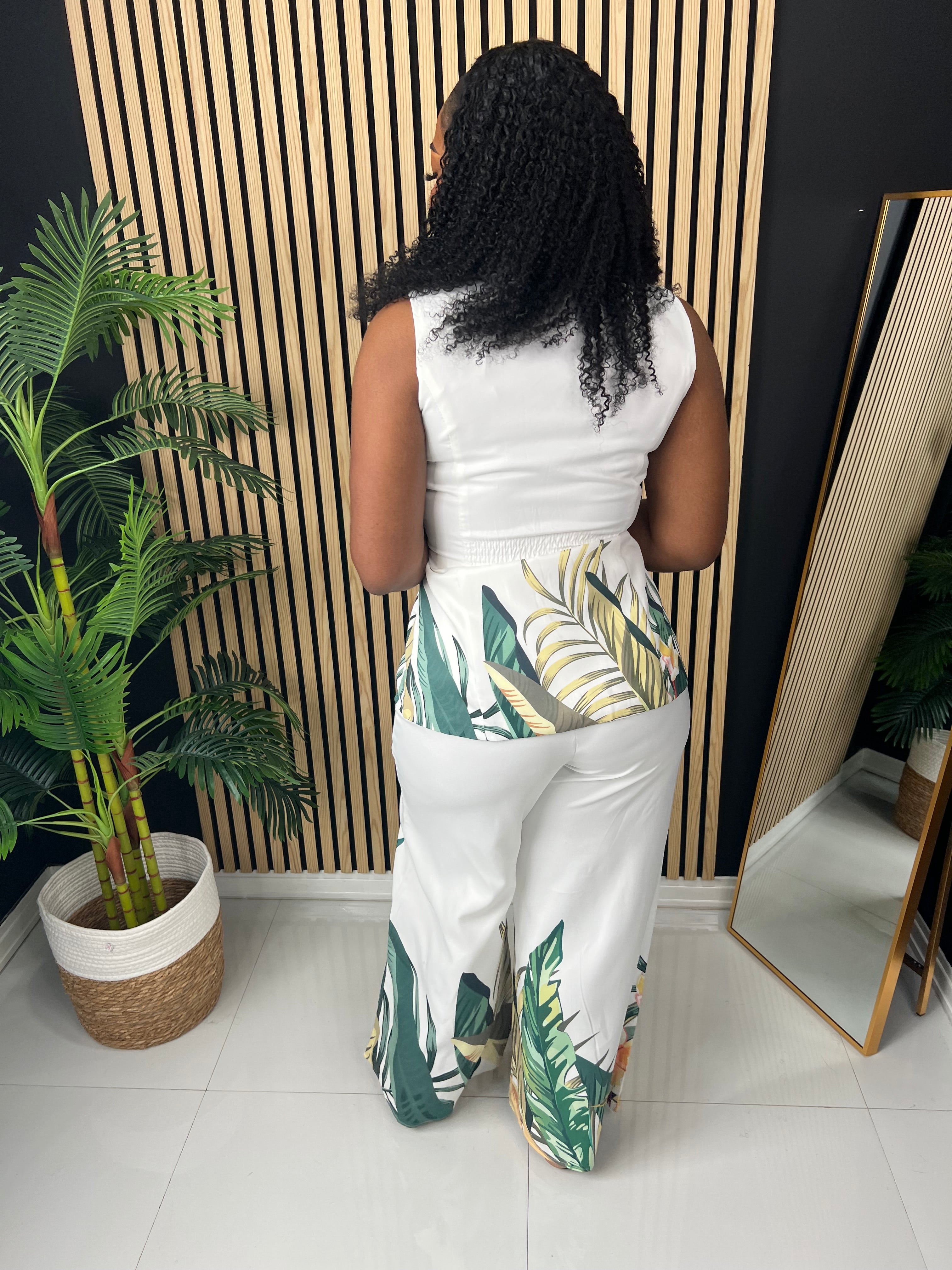 Boss Babe Pants Set (White/Green)