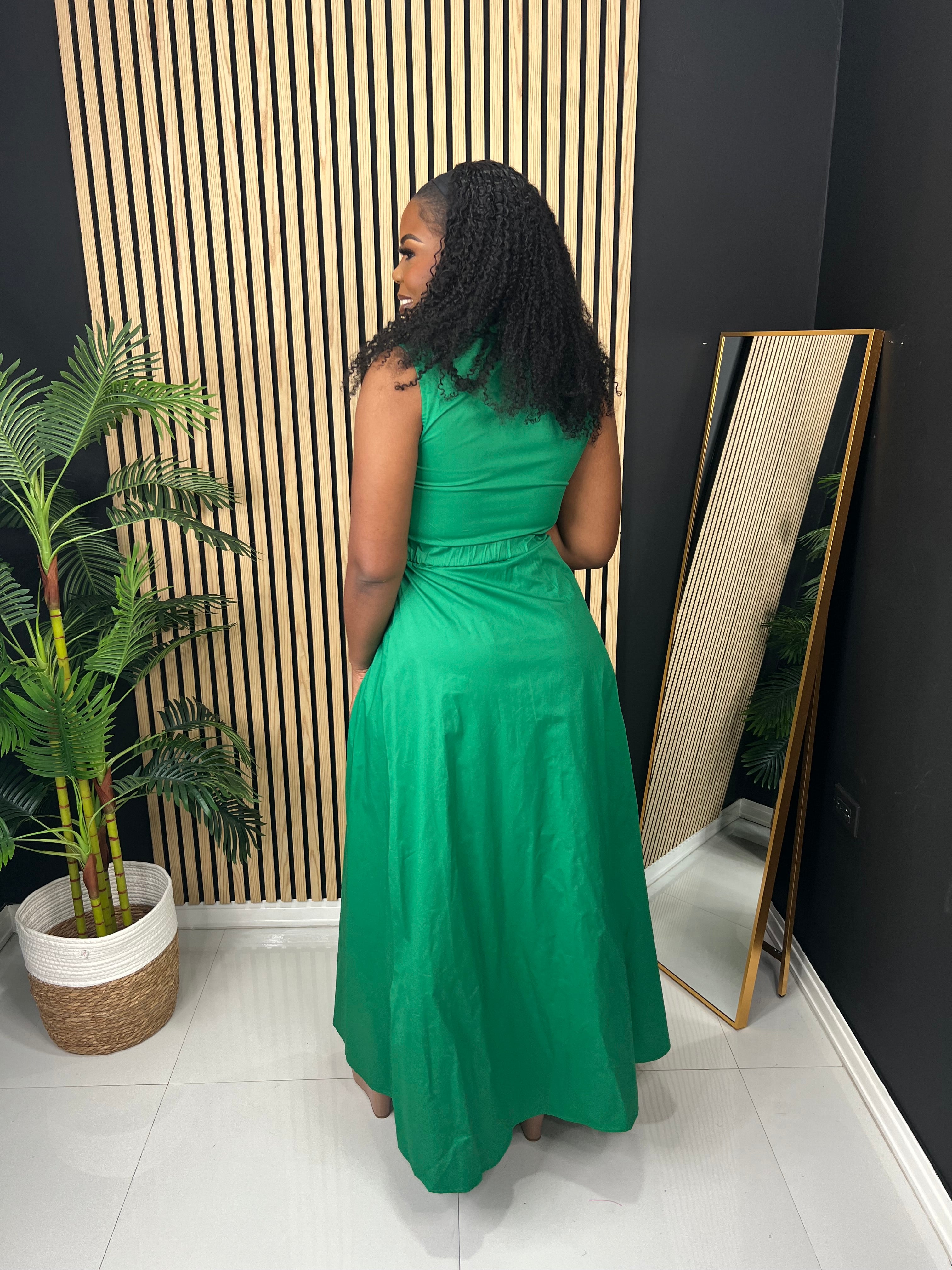 Sara Ruffled Maxi Dress (Green)