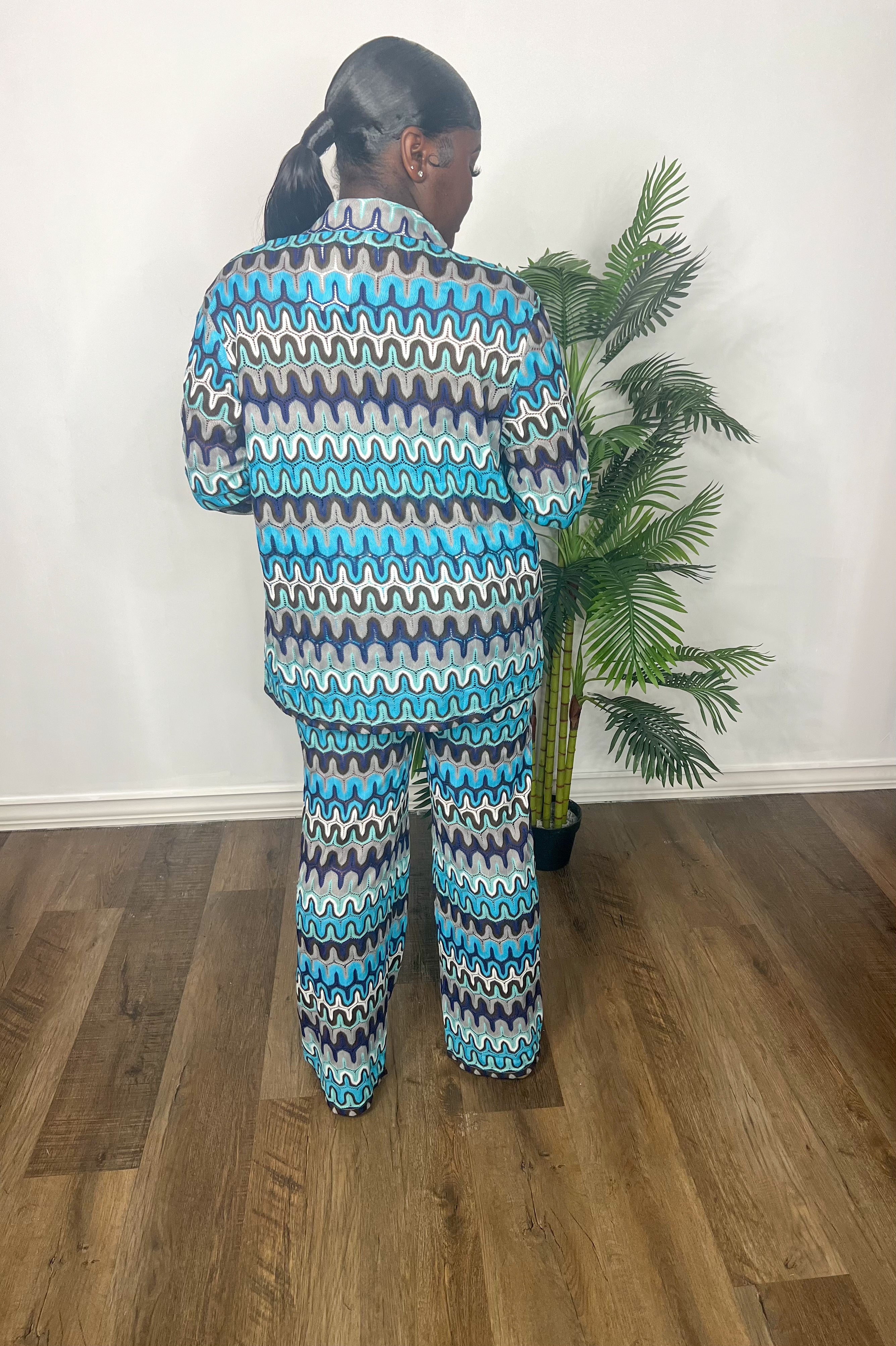 Greece 3 Piece Pants Set (Blue)