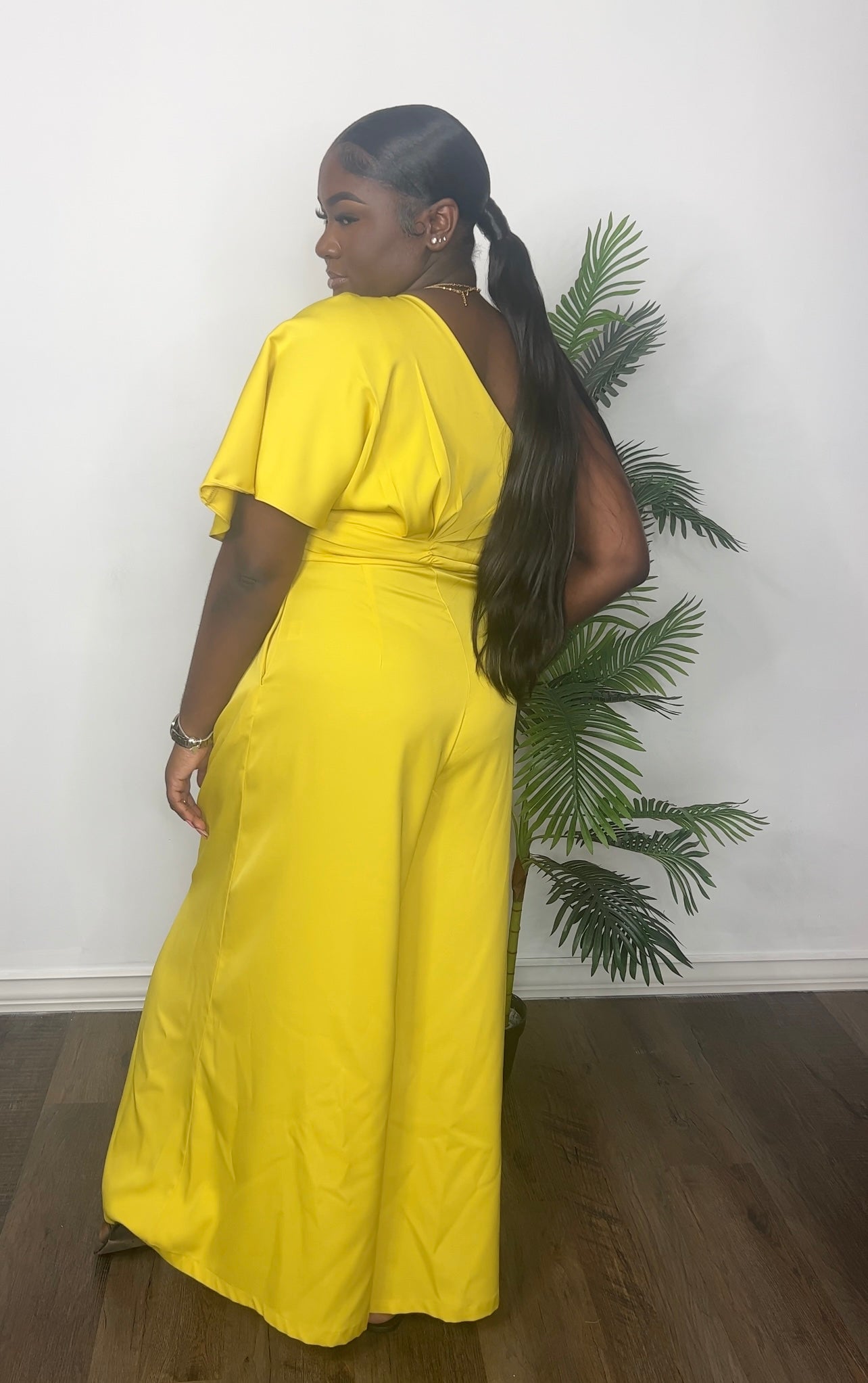 Cinched Wide Leg Jumpsuit (Yellow/Freesia)