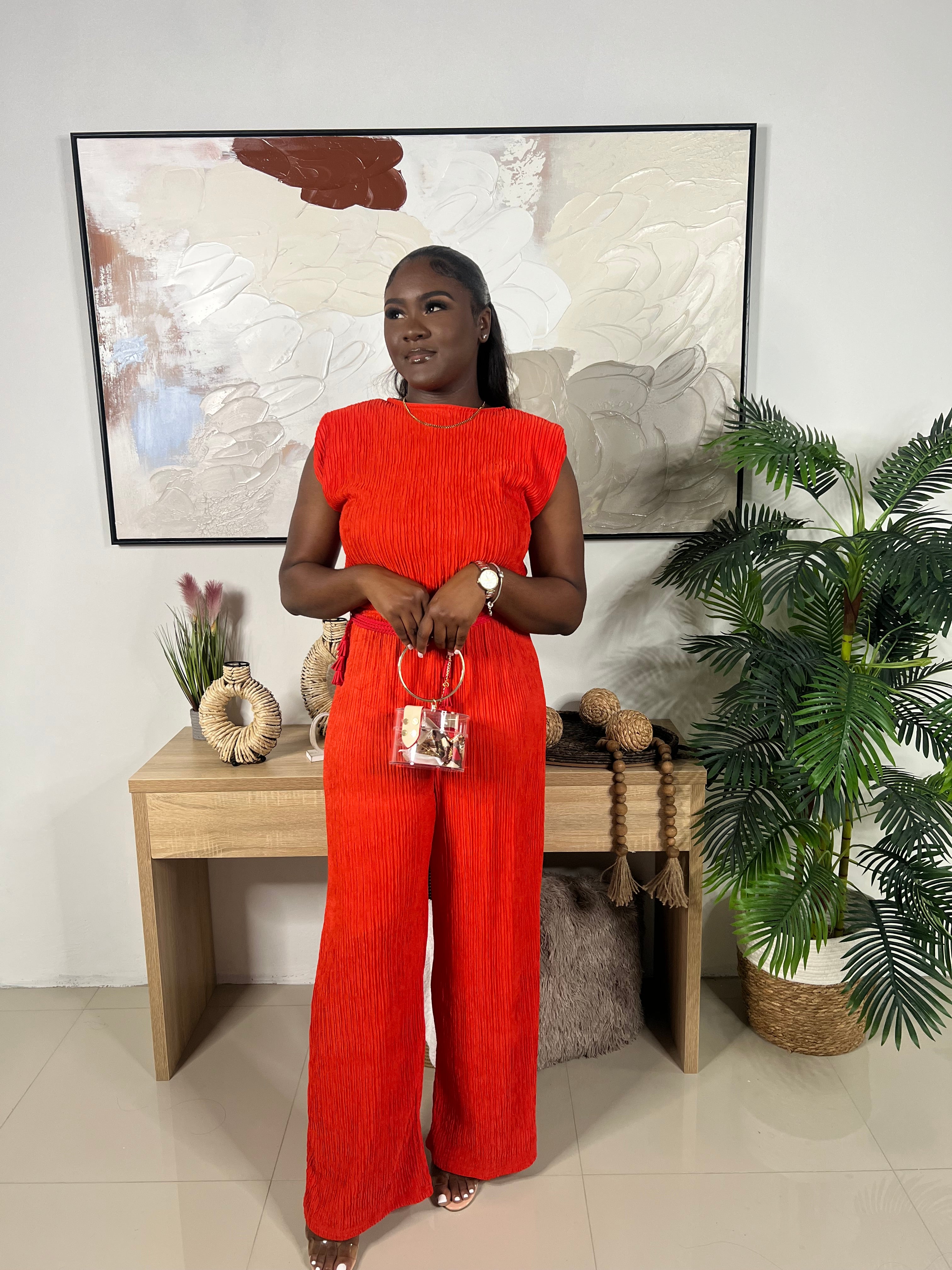 Urban Chic Jumpsuit (Tomato Red)