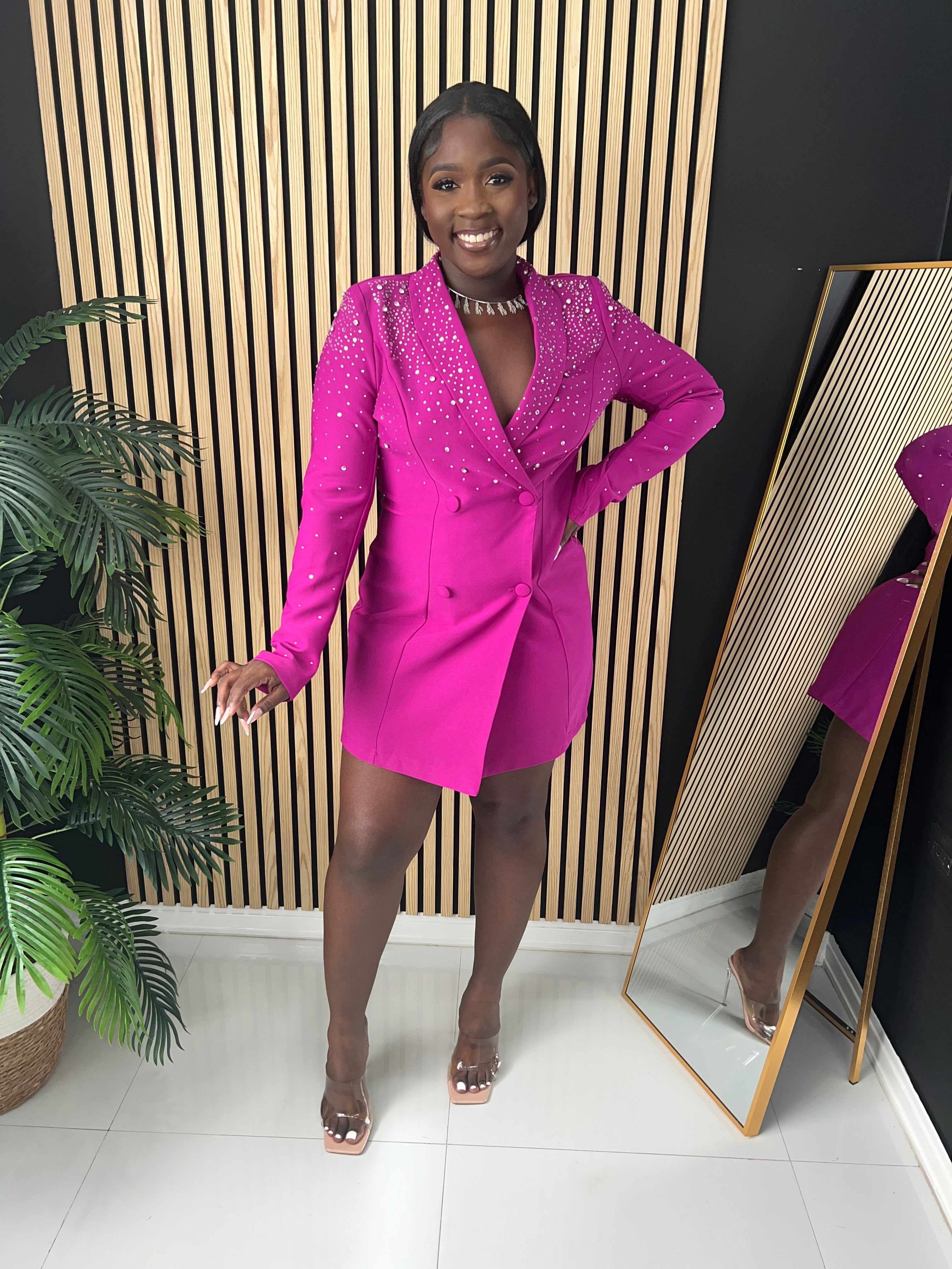 Just In Time Blazer Dress (Magenta)