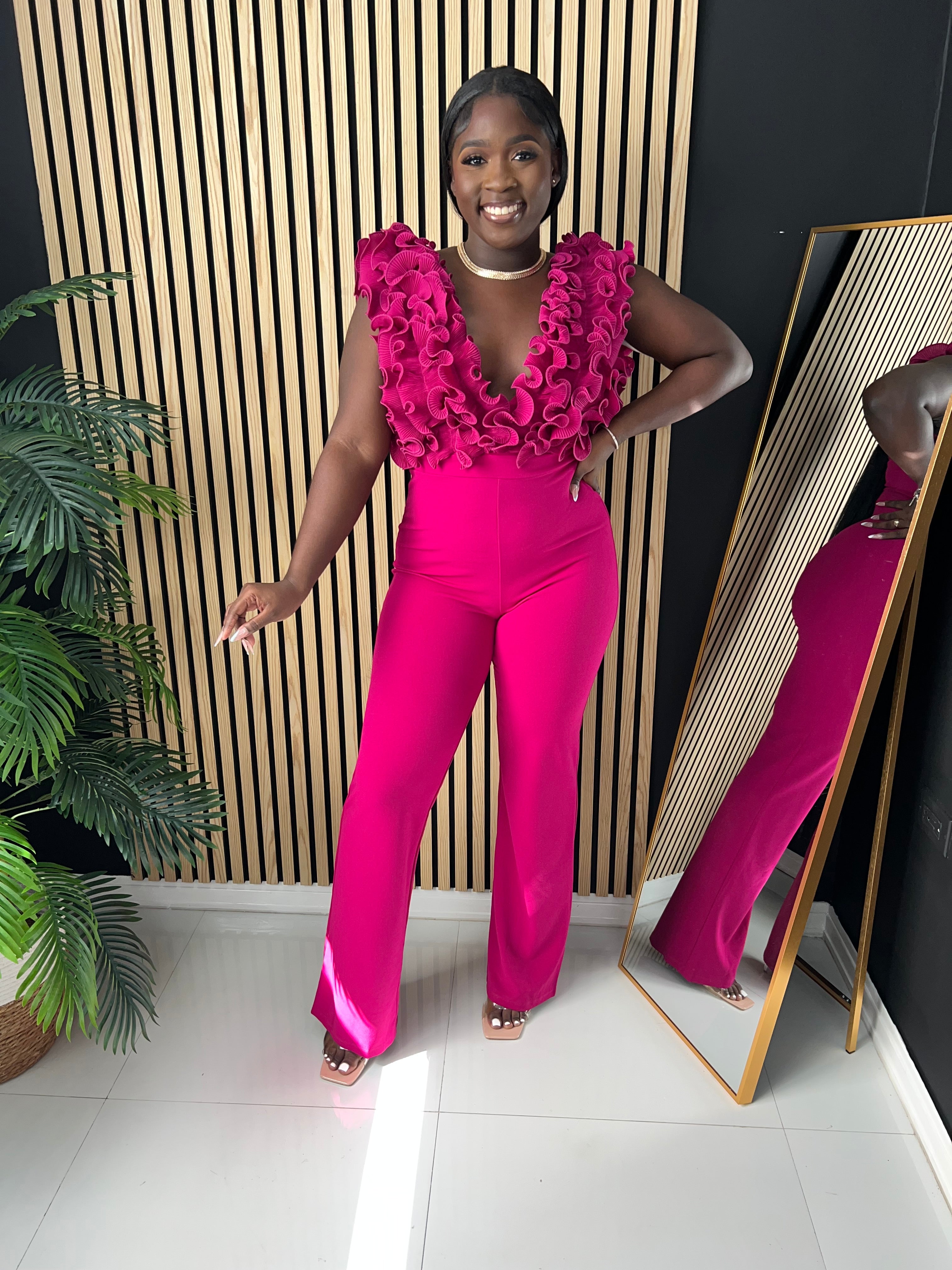 Love Me Down Jumpsuit (Magenta)